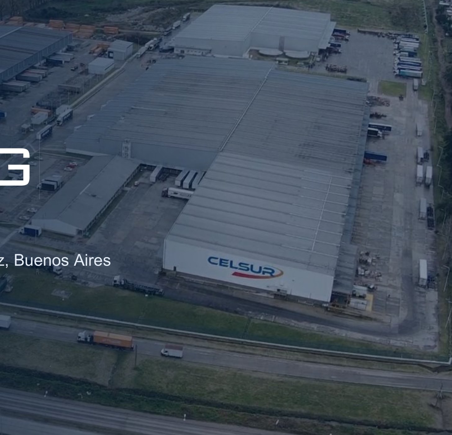Vista aérea del centro de distribución INVERLOG en Gral. Rodríguez